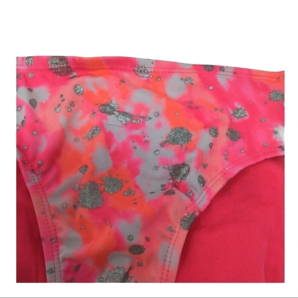 #025 Justice ruffle‎ pink& silver sparkly bikini Swimsuit